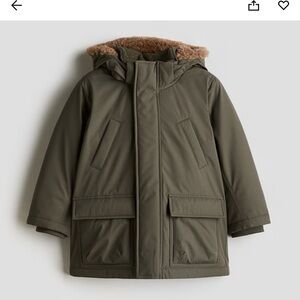 H&M 4T Boys Khaki Green Winter Coat